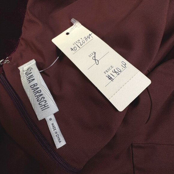 Yoana Baraschi Y2k Velvet Bodycon Fishtail V Neck Dress Womens Size 8 Burgundy - Picture 13 of 14